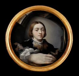 Selvportræt ved spejlet